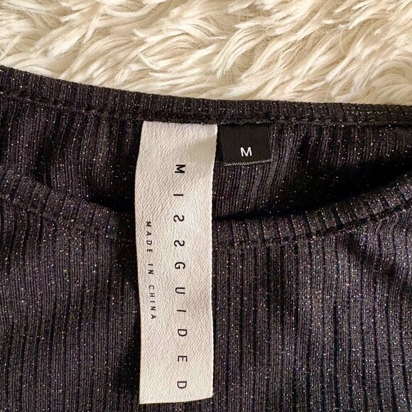 MISSGUIDED ★ Shimmer Ribbed Long Sleeve Top - Picture 2 of 4